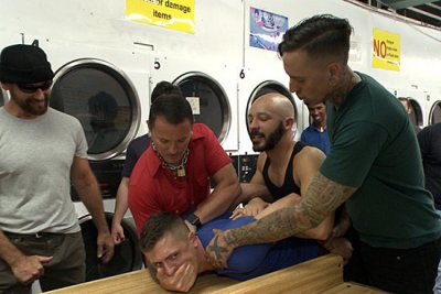 Kink.com, Bound In Public 108:The Laundromat Spit Roast